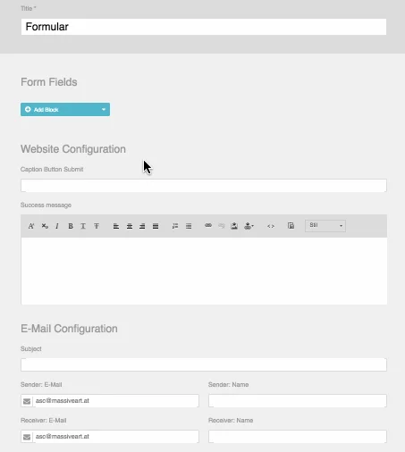 Form Fields Configuration