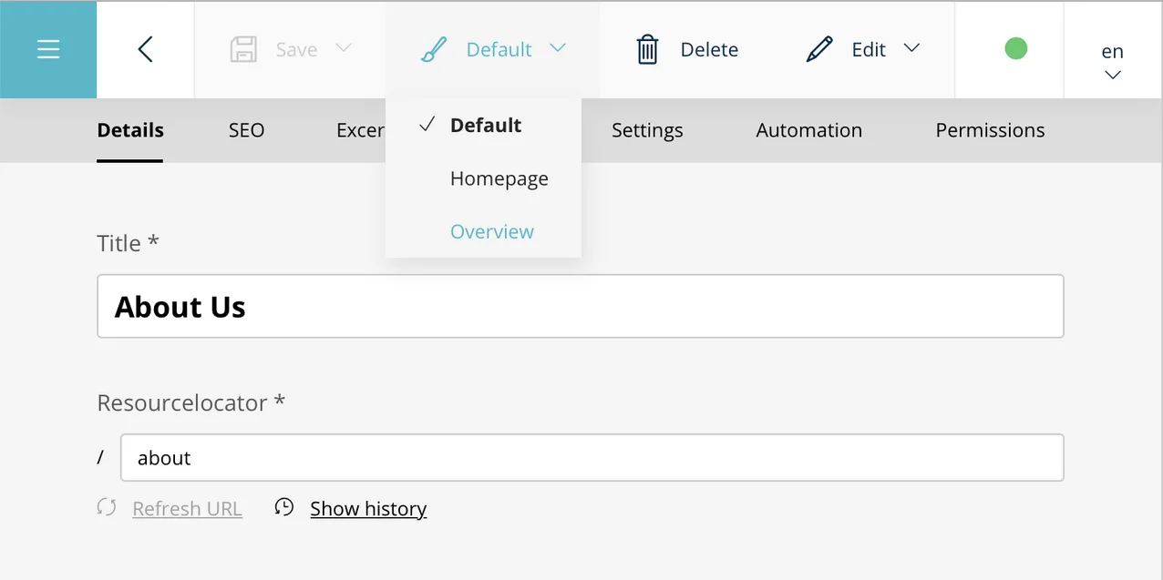 Sulu CMS - Change Template