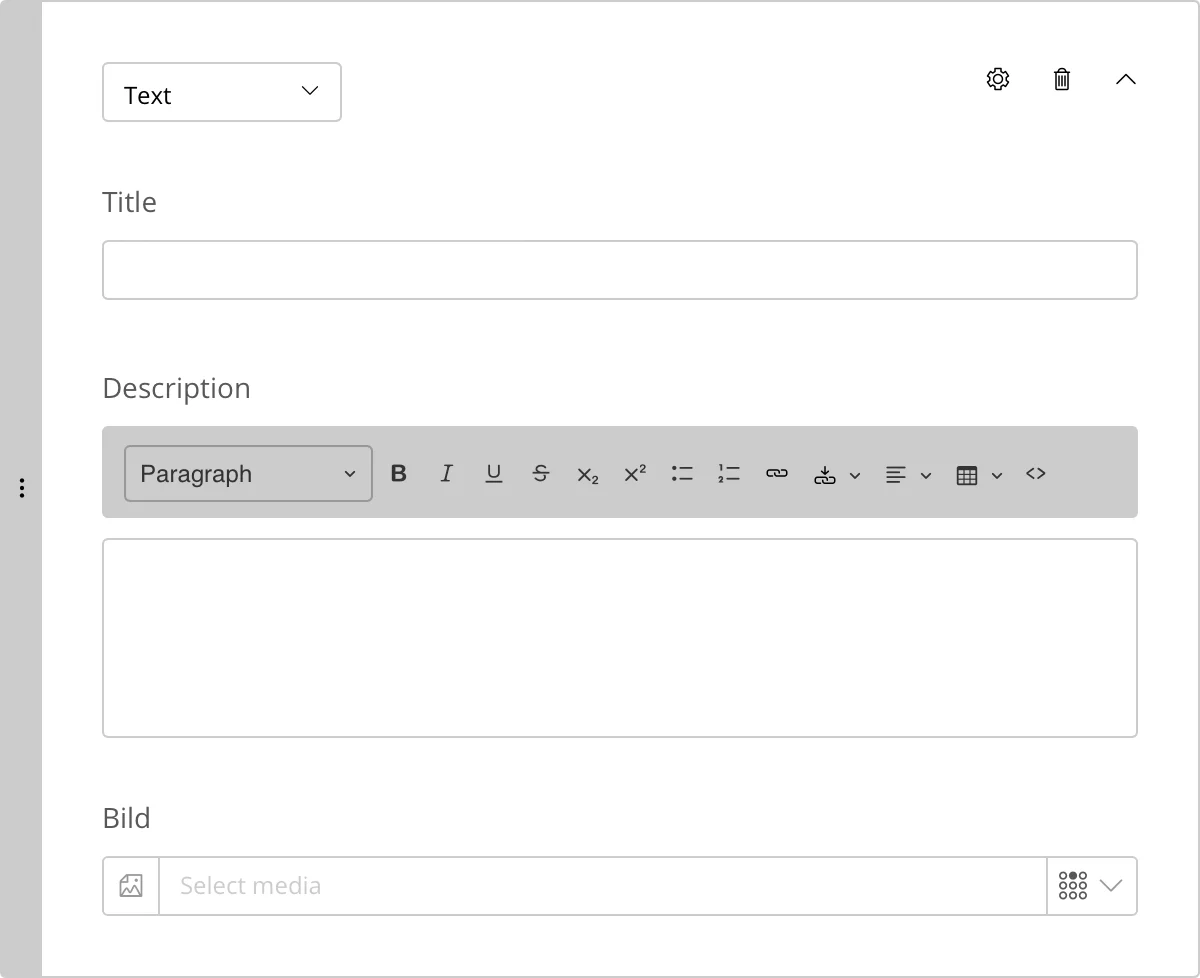 How the text block appears to the editor in the administration interface of sulu.rocks.