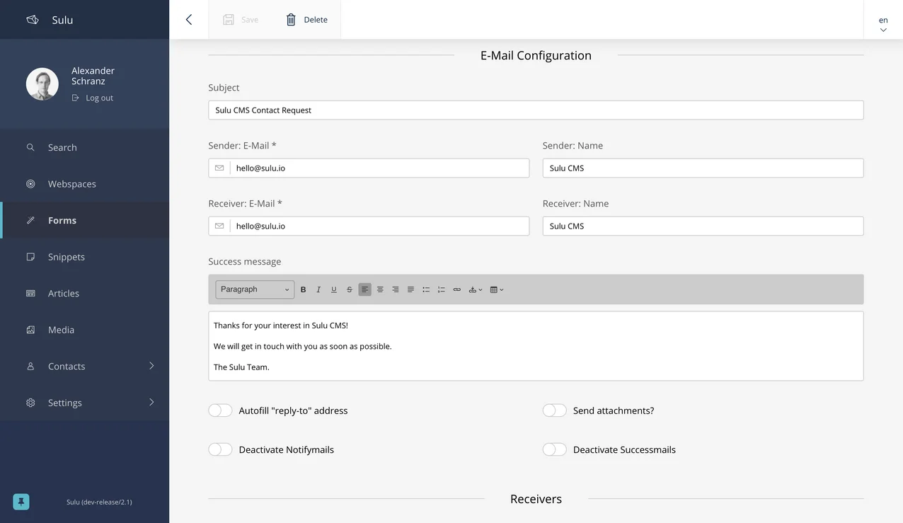 Form Email Configuration